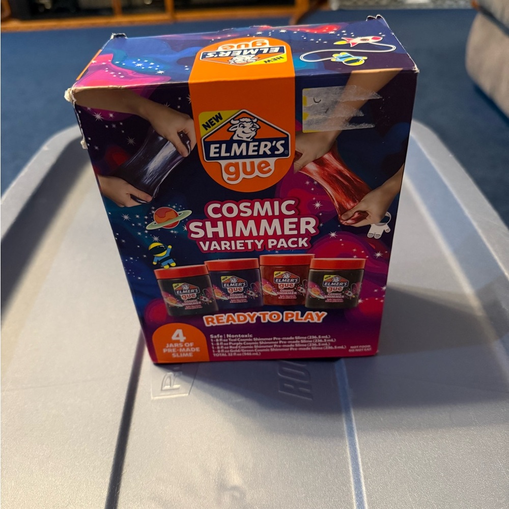 Elmer's Gue Cosmic Shimmer Premade Slime 4 Pack (Teal, Purple, Red, Gold/Green)